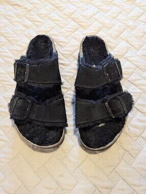 Birkenstock Arizona Shearling Lined Sandal, Black, 39 EU 8–8.5US